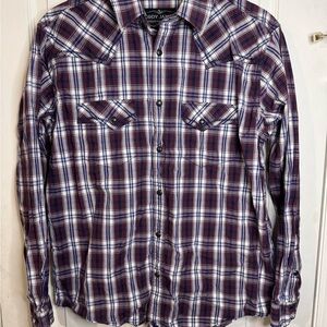Cody James Men's Casual Plaid Button Down Shirt - Burgundy and Blue